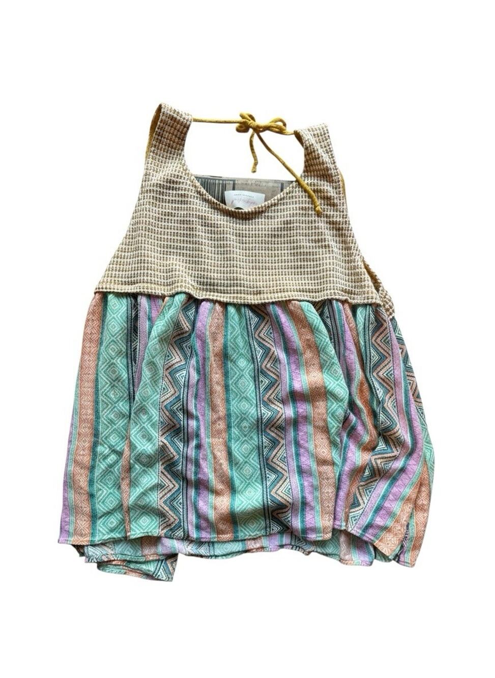 Sugarfox Geometric A-Line Sleeveless Scoop Neck Top L K04